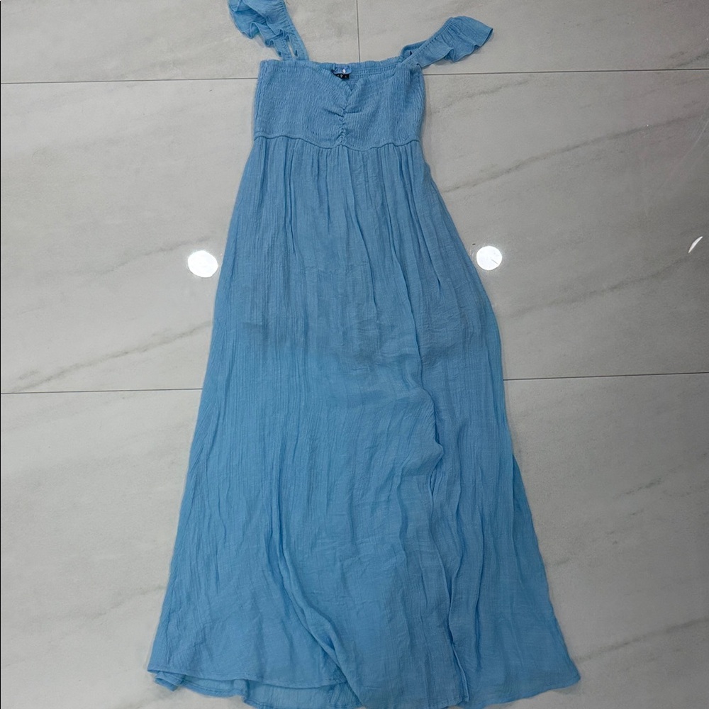 Light Blue Maxi Dress with Ruffle Straps